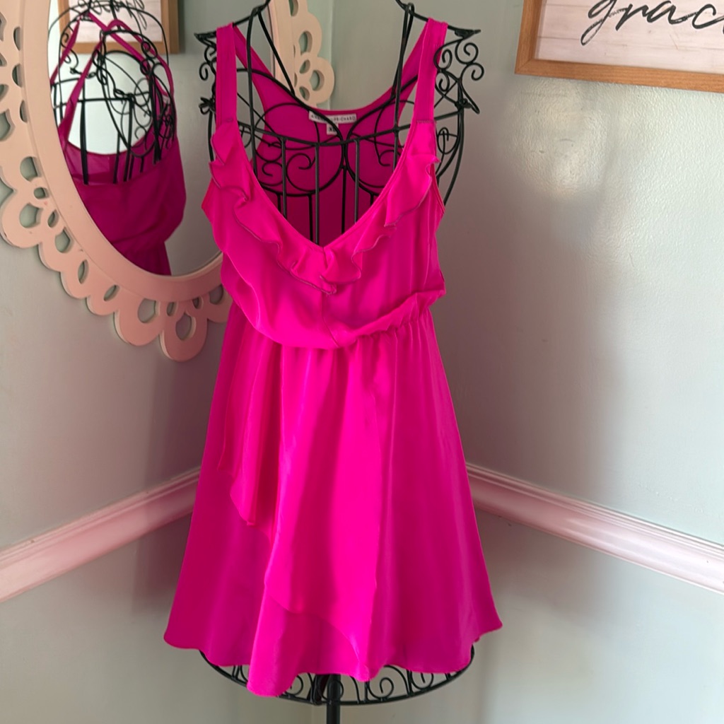 Amanda Uprichard Pink Ruffle Halter Dress Sz Xs